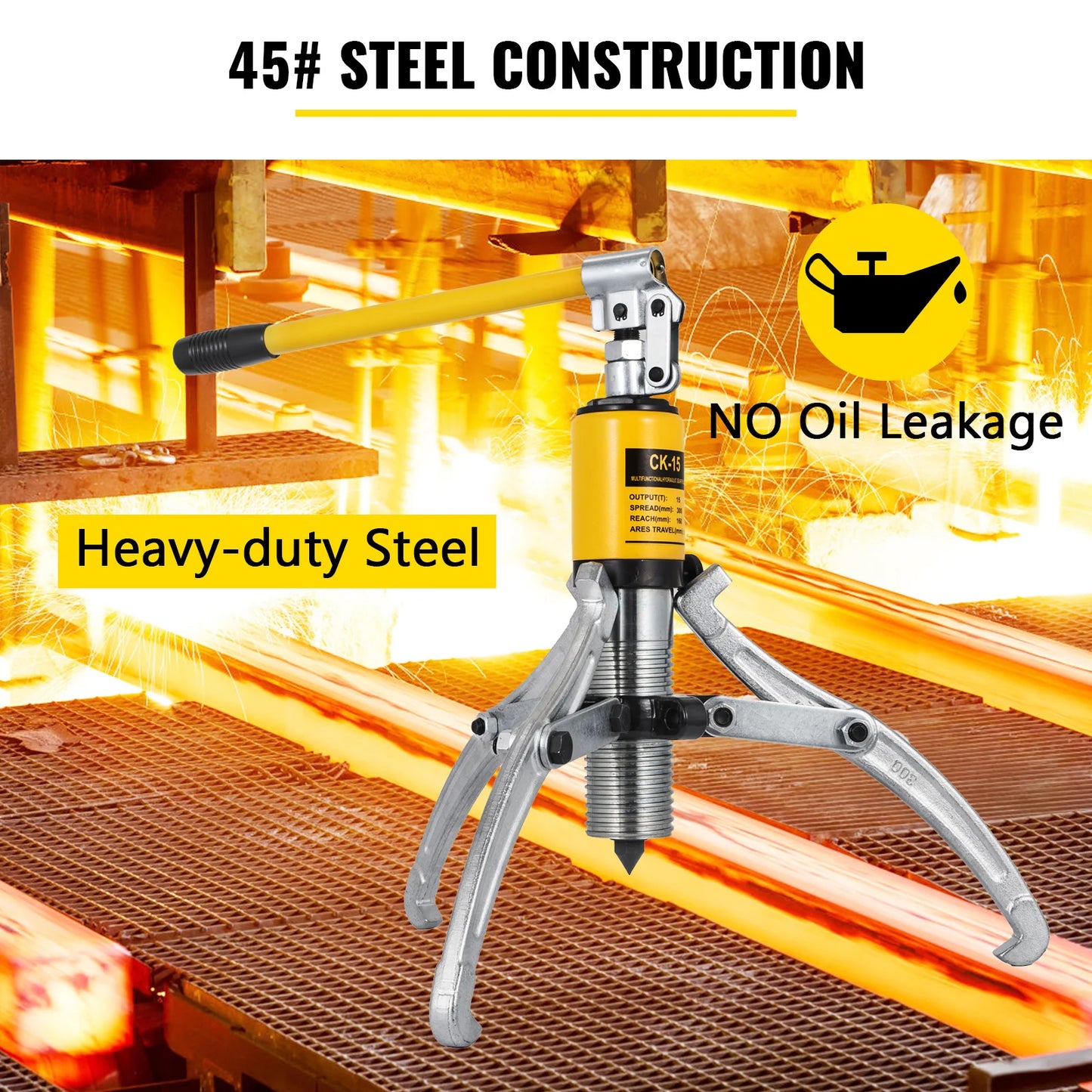 SucceBuy 15T Hydraulic Gear Puller Adjustable 3 Jaw Wheel Bearing Tool