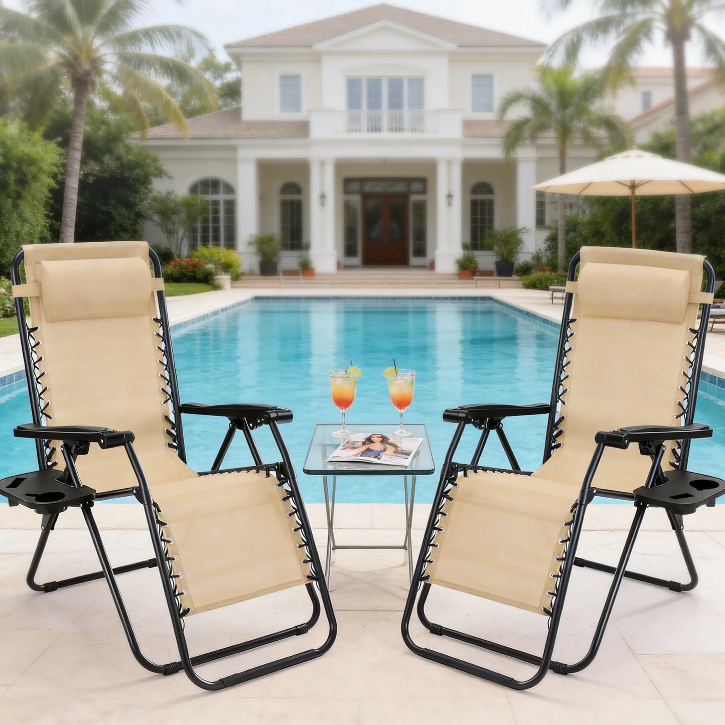 JHK Zero Gravity Recliner Chairs Set of 2 Outdoor Loungers