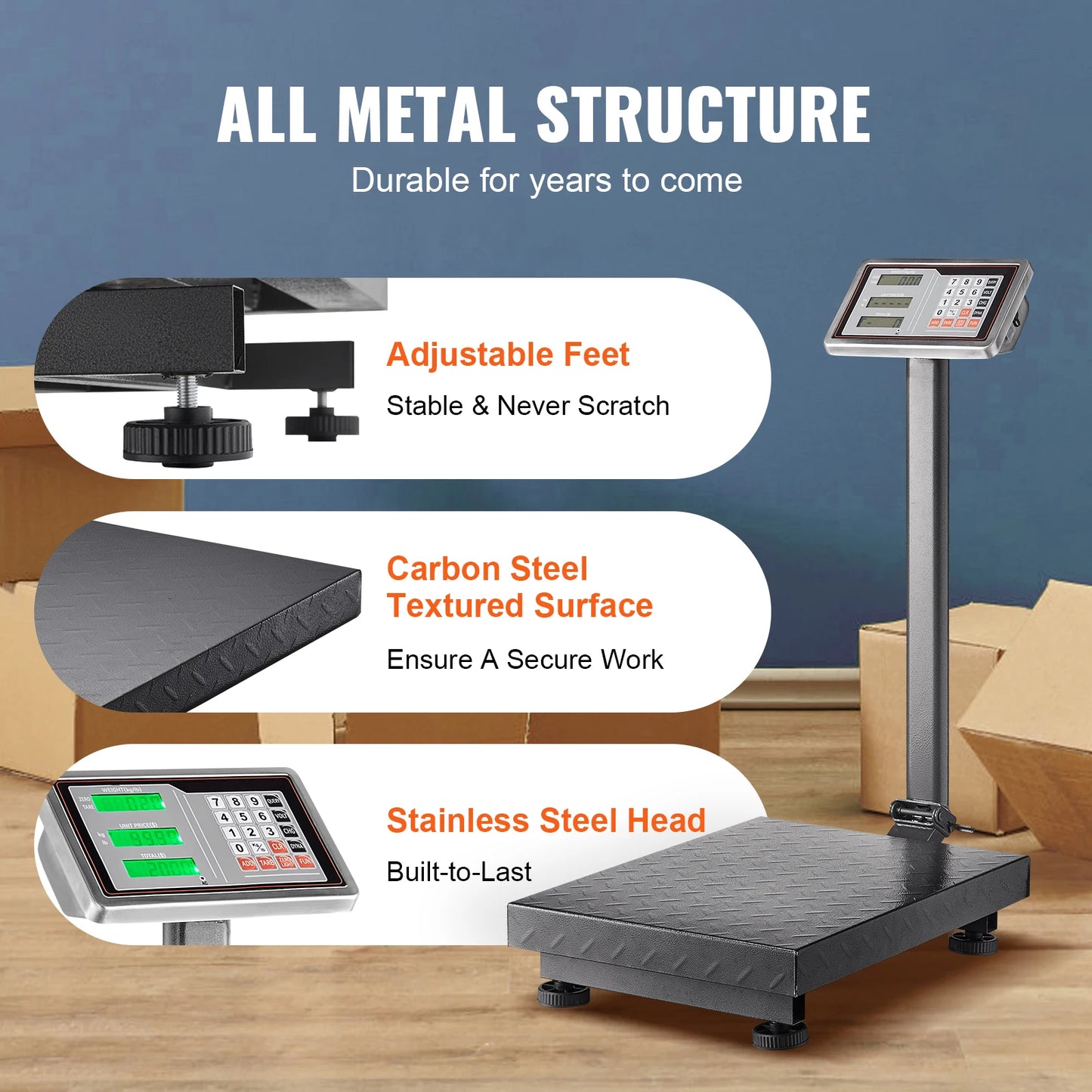SucceBuy Stainless Steel Digital Platform Scale 660 LB Tare Calculator