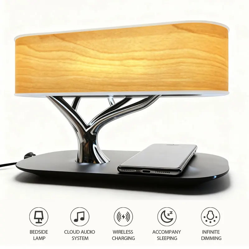Wireless Charging Speaker Bedside Lamp With Ambient Light