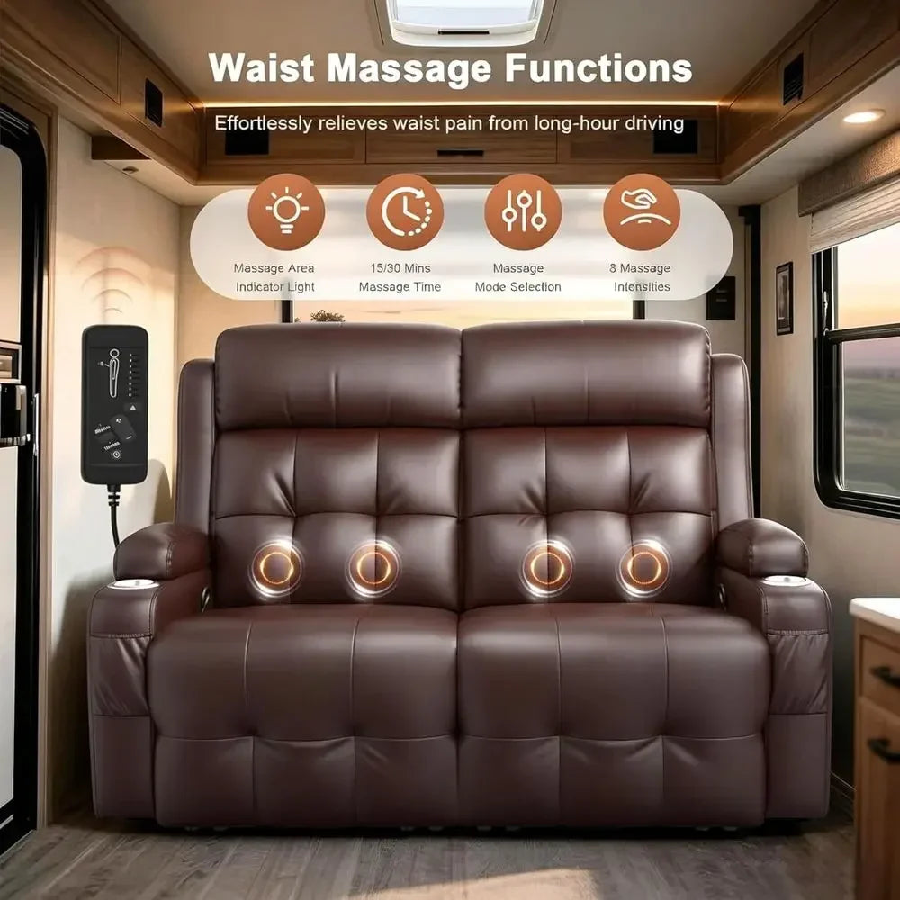 RV Loveseat Recliner Sofa Wall Hugger USB Massage Cup Holders