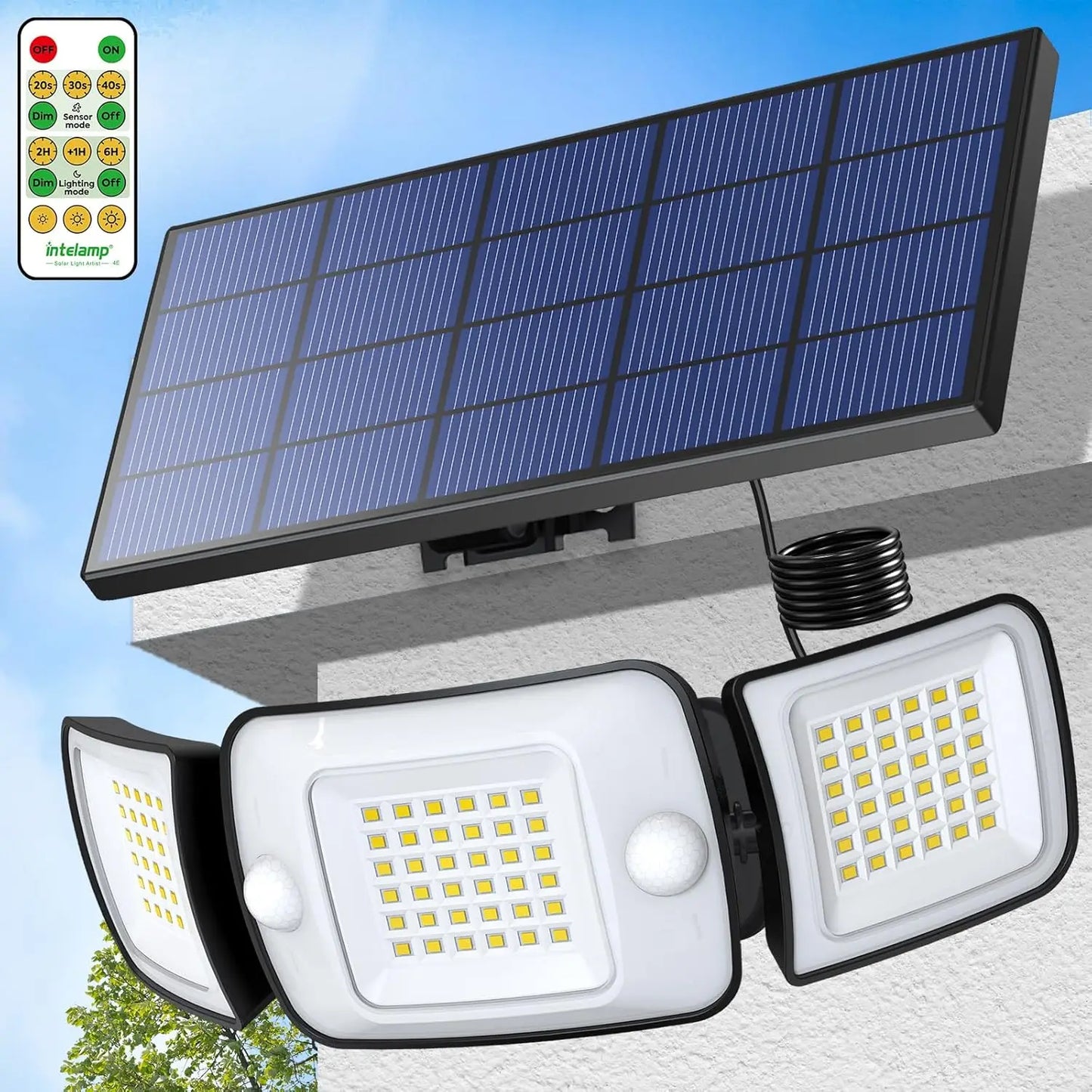 Intelamp Outdoor Solar LED Spotlight With 4000mAh Battery
