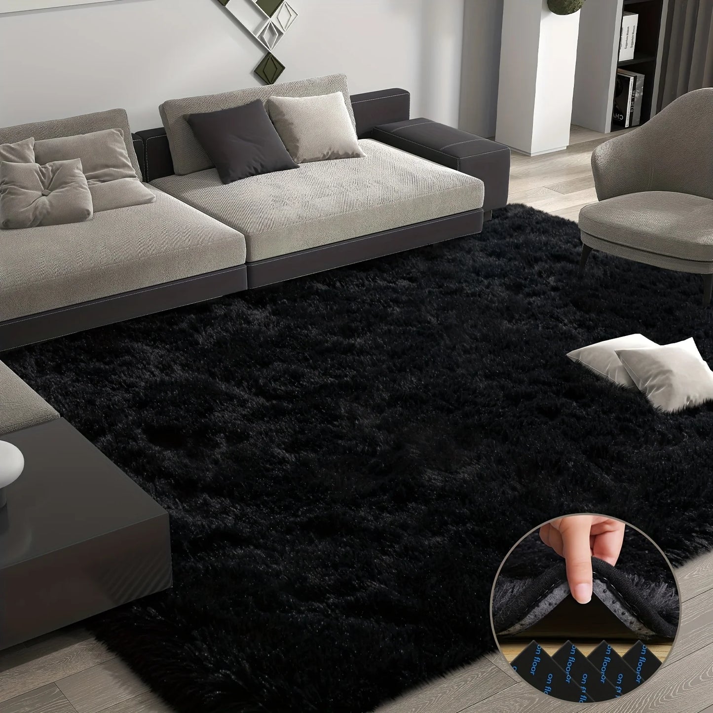 Plush Area Rug 100 Percent Polyester Geometric Pattern For Bedroom Living Room