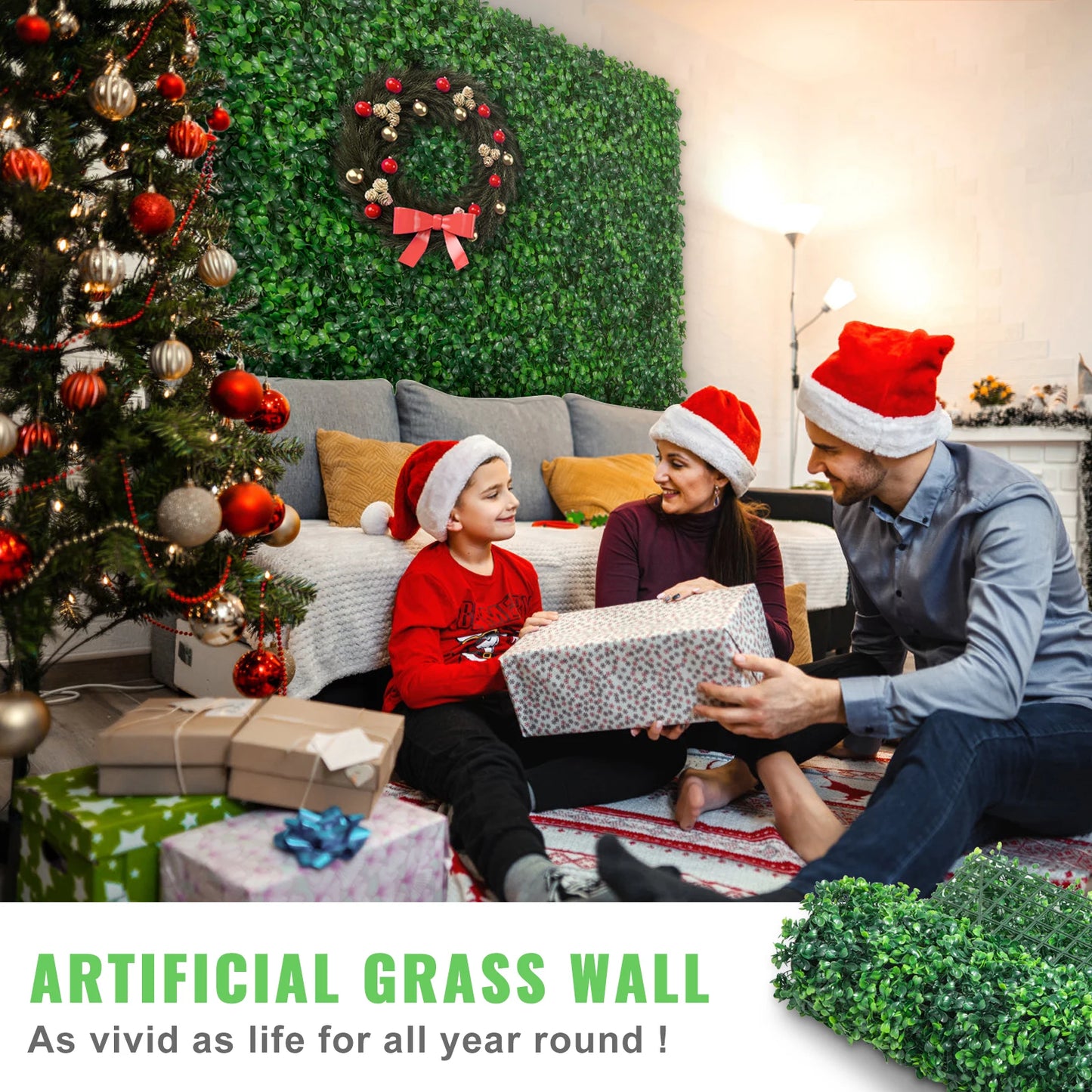 SucceBuy Artificial Boxwood Panel 24 Pcs Hedge Wall Backdrop