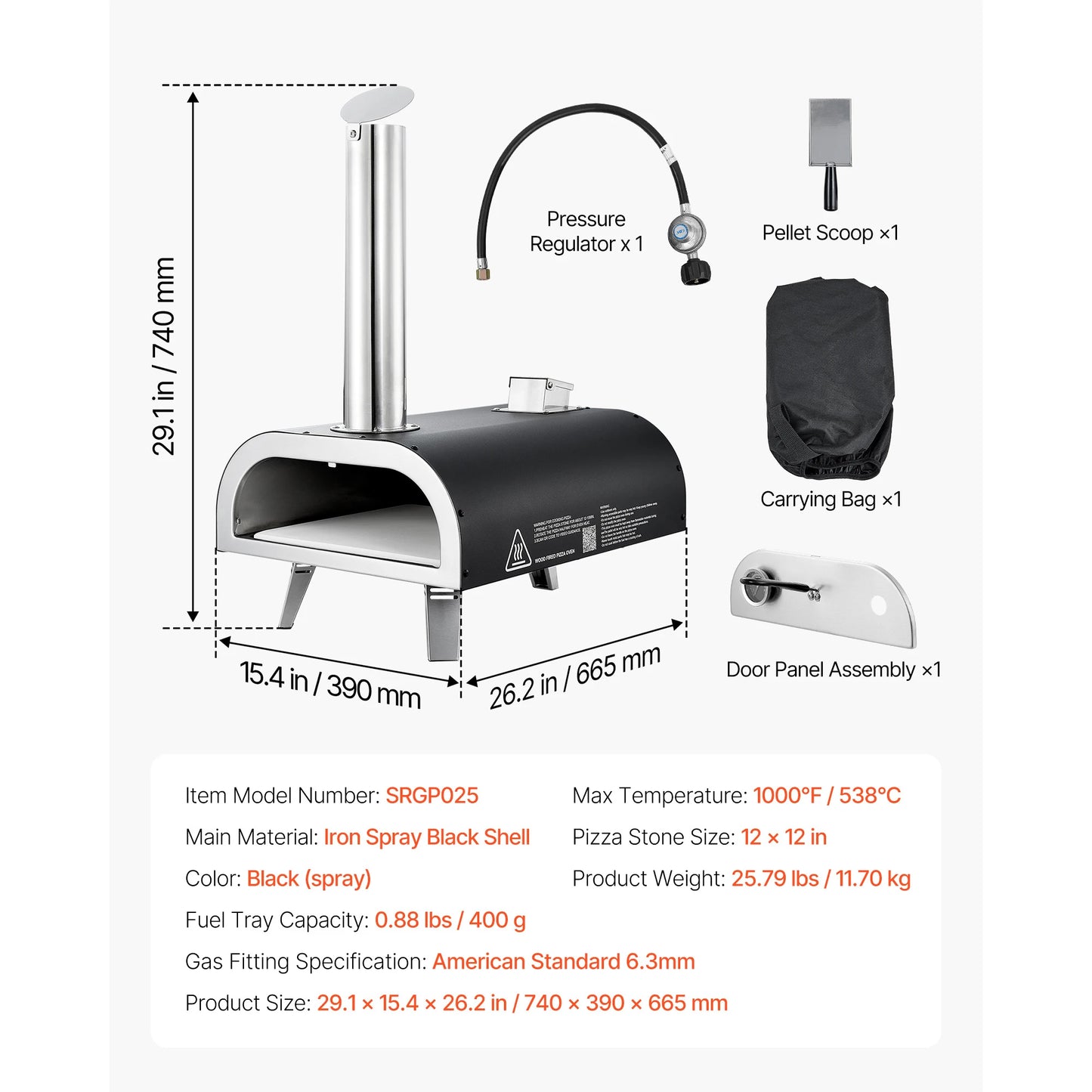SucceBuy Portable Outdoor Pizza Oven With Stone And Shovel
