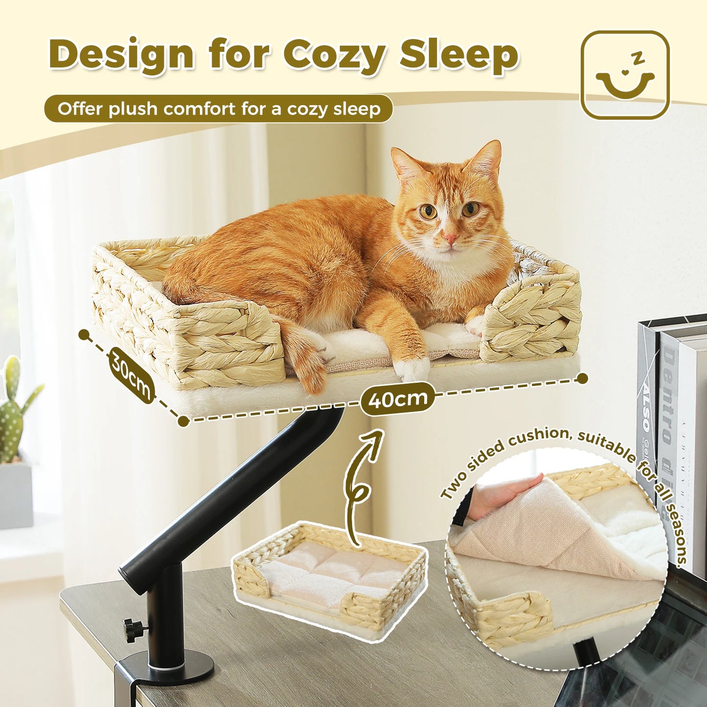 PAWZ Road Cat Desk Bed 360 Rotatable Cat Bed Stand For Indoor Cats