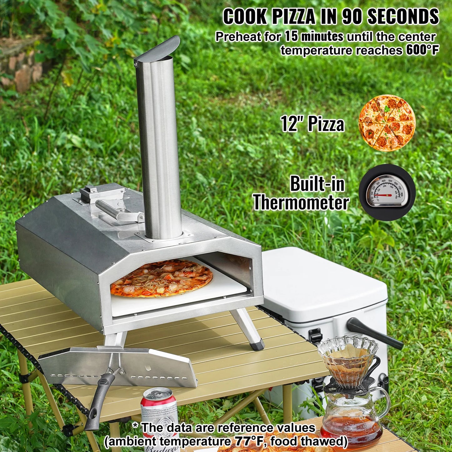 SucceBuy Portable Outdoor Pizza Oven With Stone And Shovel