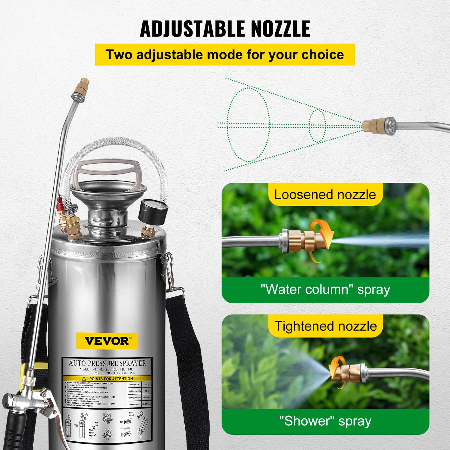 SucceBuy Stainless Steel Hand Powered Sprayer For Garden Use