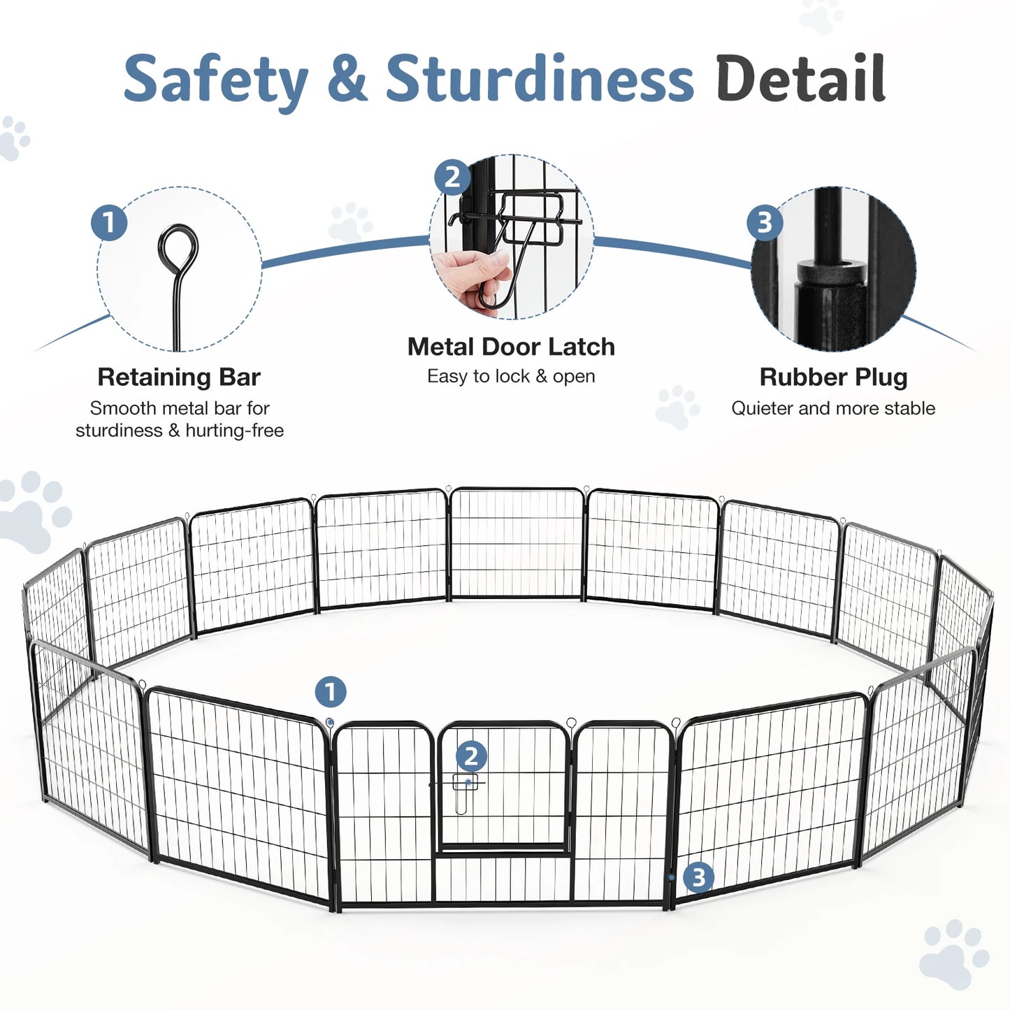 JHK Foldable Dog Playpen Metal Fence Outdoor Use Durable