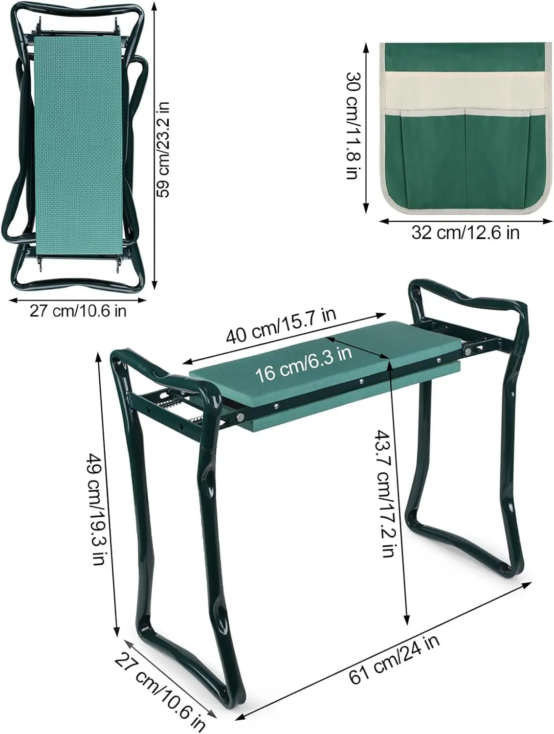 Upgraded Folding Garden Kneeler And Seat Portable Bench With Foam