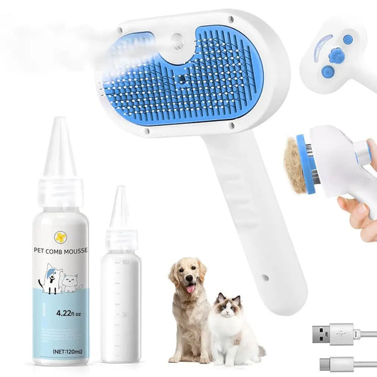 3 in 1 Steam Grooming Brush for Pets Deshedding Technology