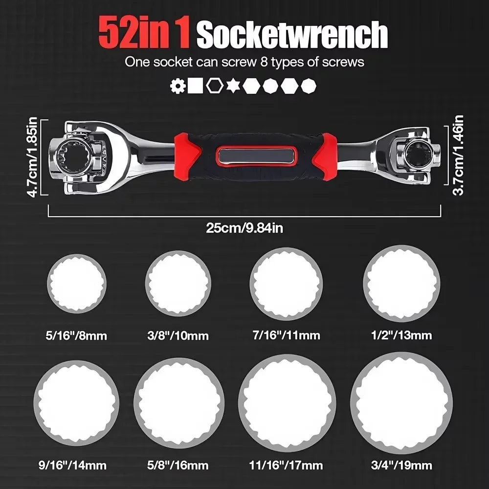 STONEGO 52in1 Universal Spline Wrench Set Rotating 360 Dog Bone
