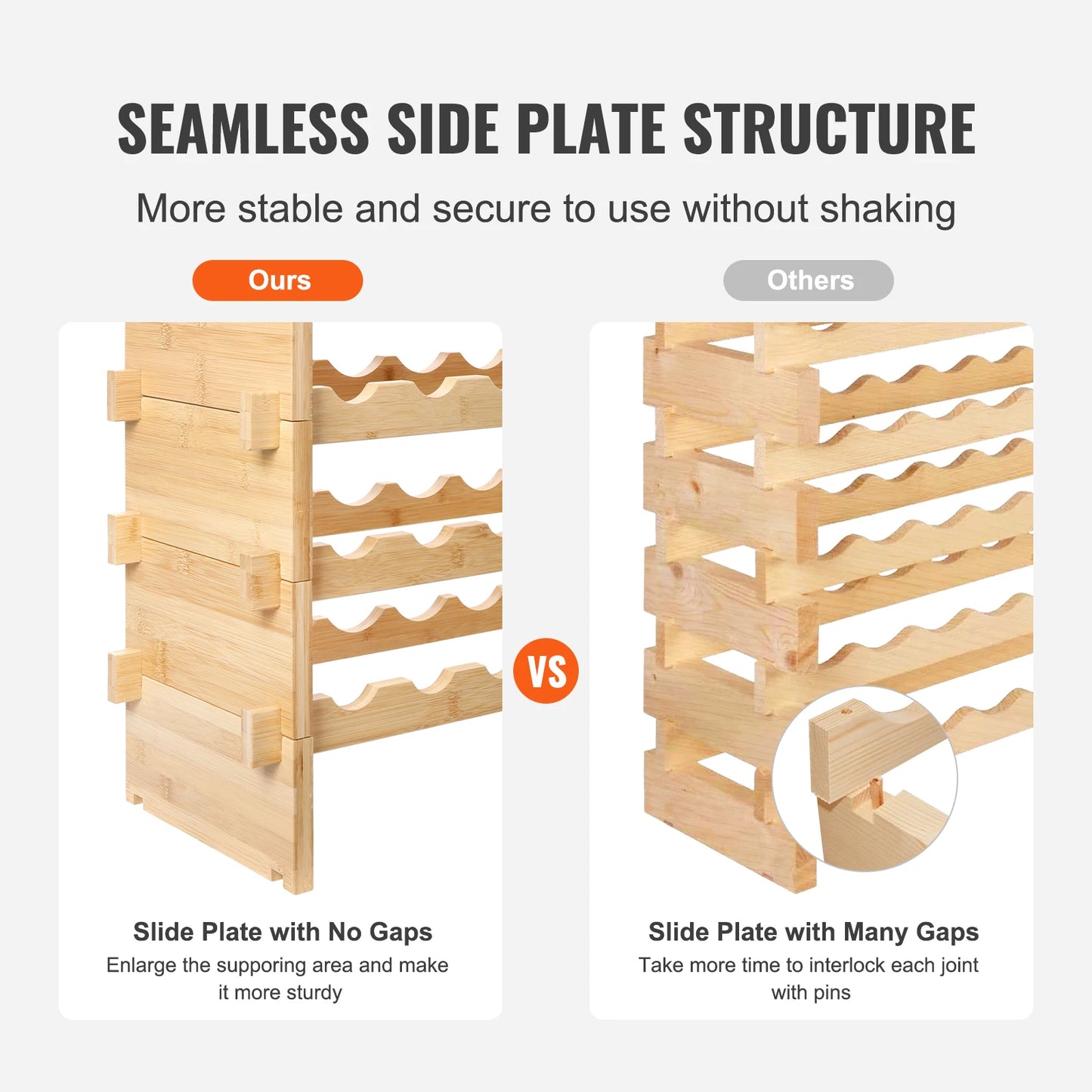 SucceBuy 8 Tier Stackable Bamboo Wine Rack Free Standing Storage