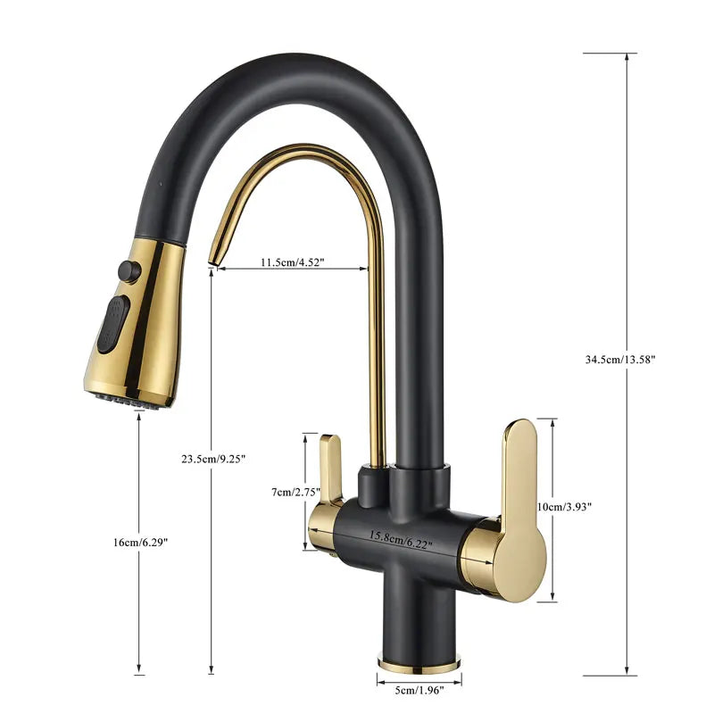 Hownifety Pullout Water Filter Kitchen Faucet Cold Hot Tap