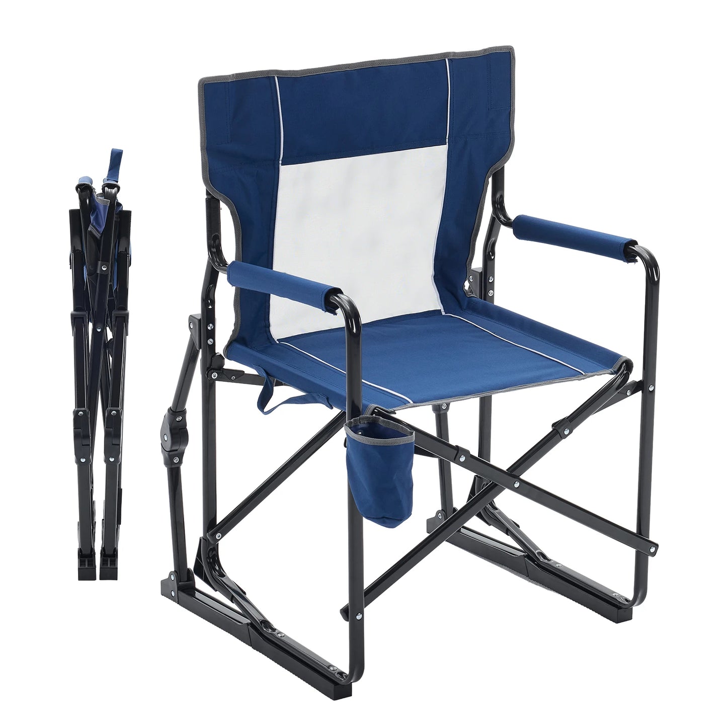 JHK Outdoor Folding Rocking Chair With Mesh Back Armrests Patio
