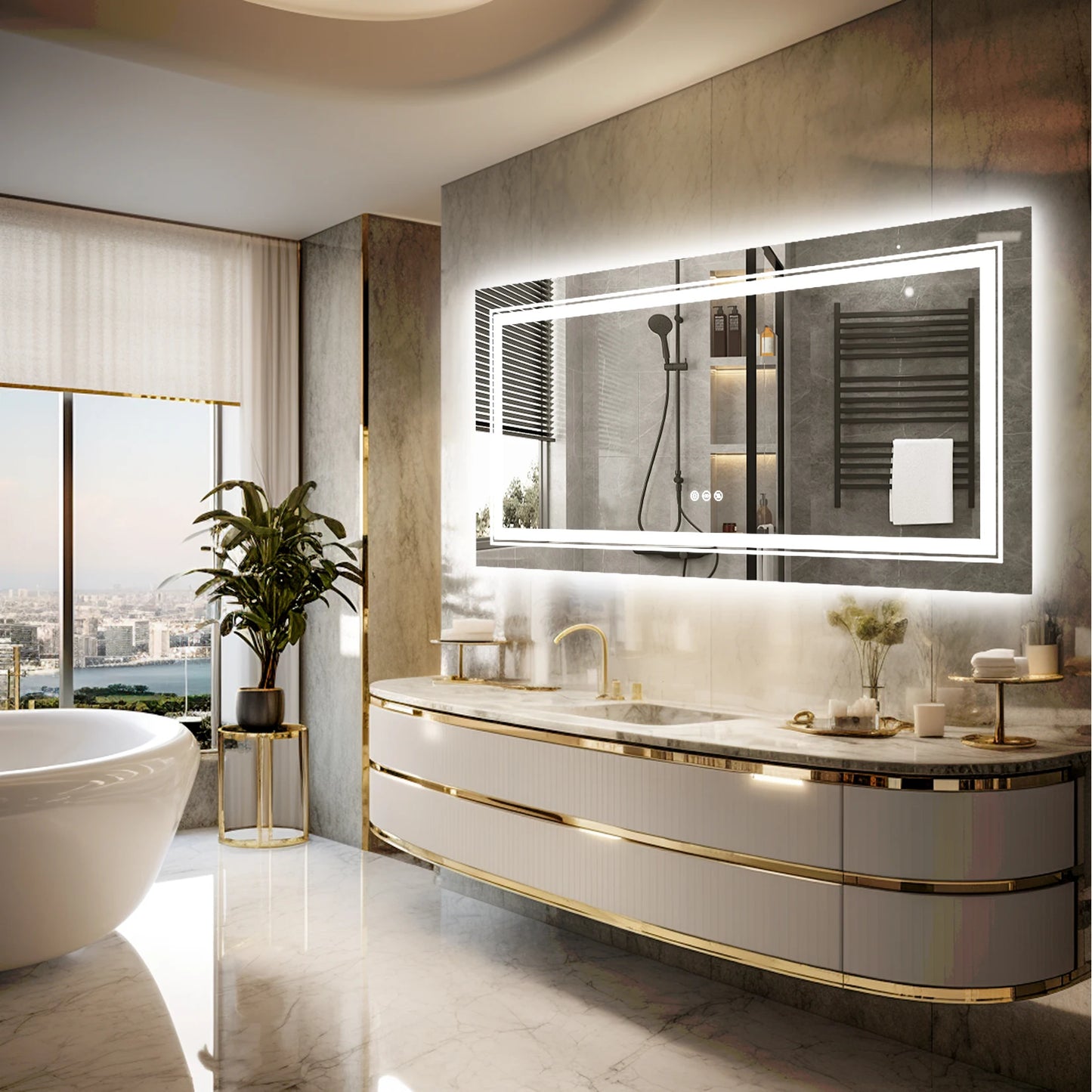 Wisfor LED Backlit Anti Fog Dimmable Bathroom Mirror Memory