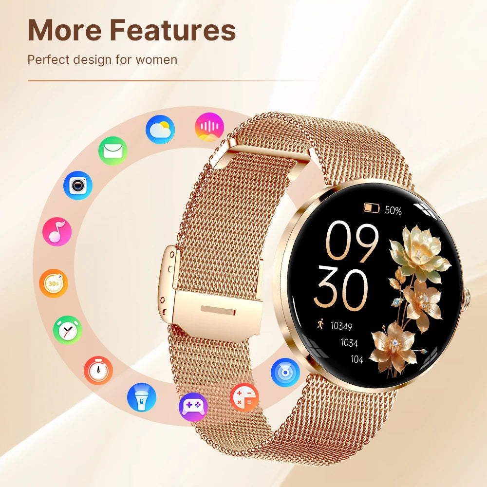 MEVADEN Ultra Thin Stainless Steel Smartwatch AMOLED Display With Bluetooth Call