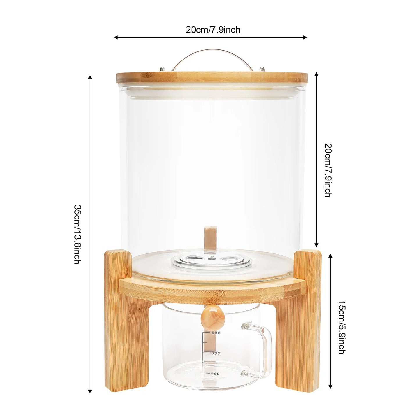 Clear Glass Cereal Dispenser With Airtight Bamboo Lid