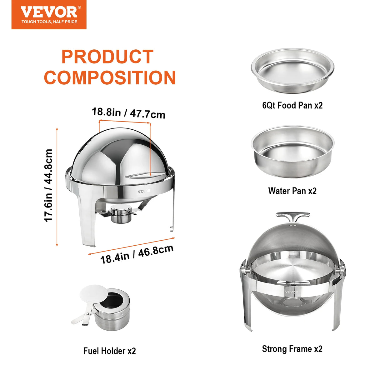SucceBuy Stainless Steel Chafing Dish Buffet Serving Set