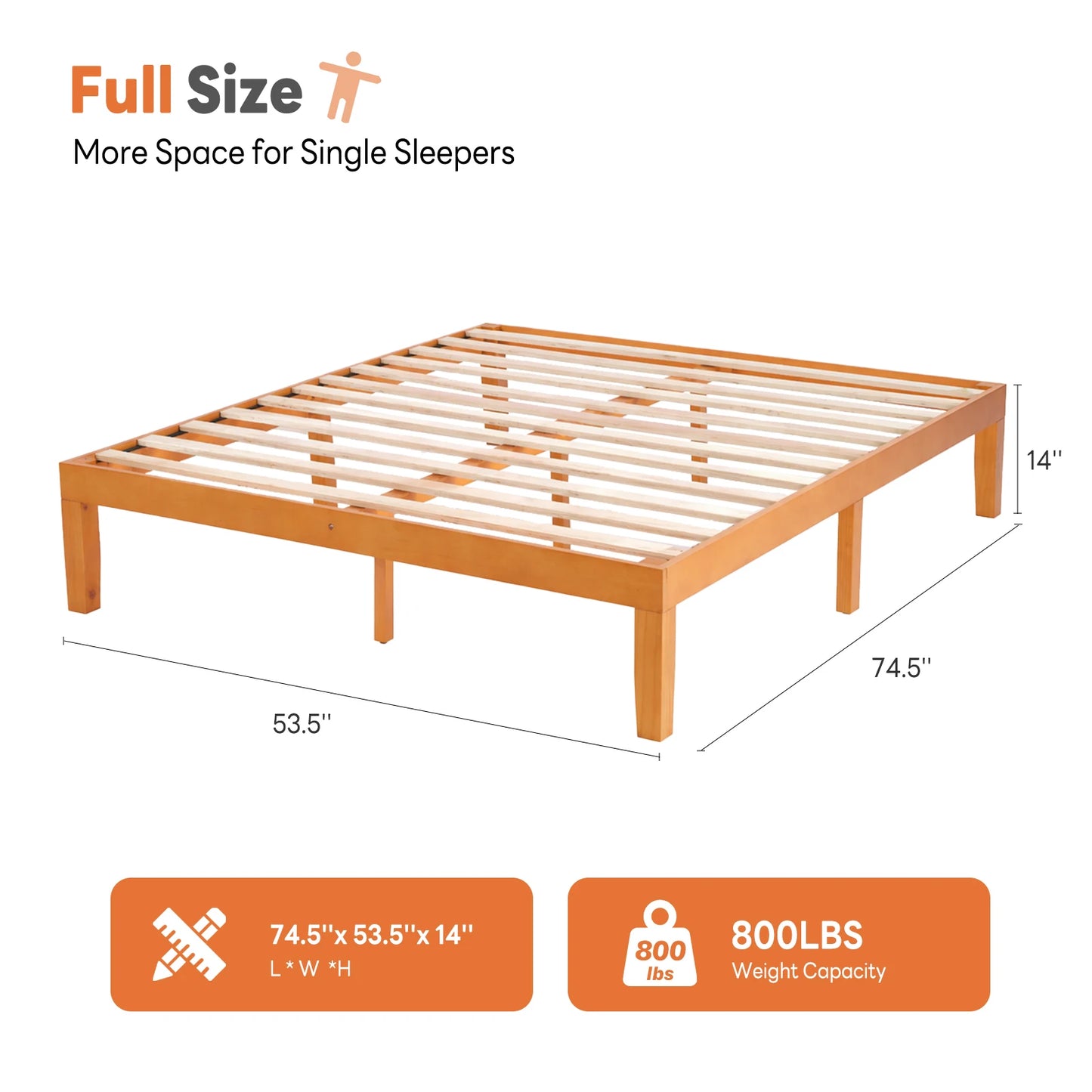 MCQ Platform Bed Frame With Wood Slats Noise Free Assembly
