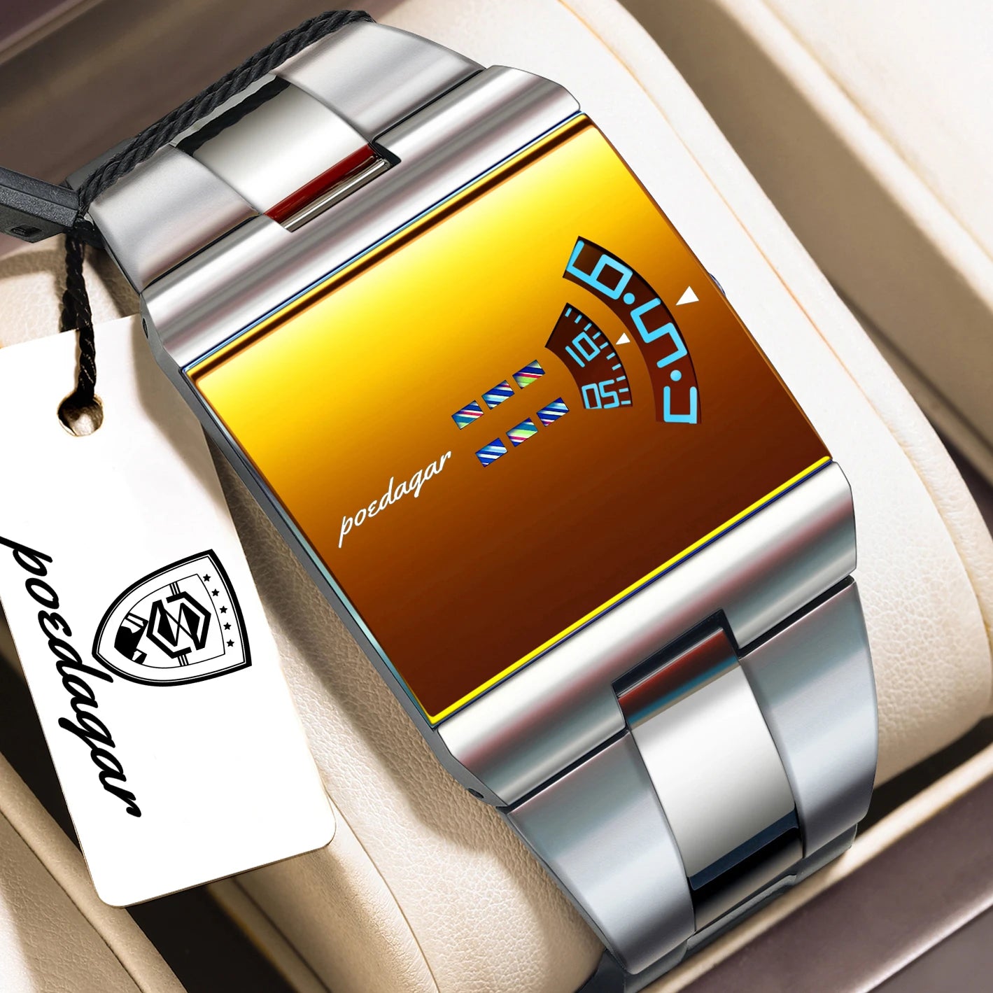 Poedagar Unique Men Wristwatch Waterproof Stainless Steel Quartz Sport