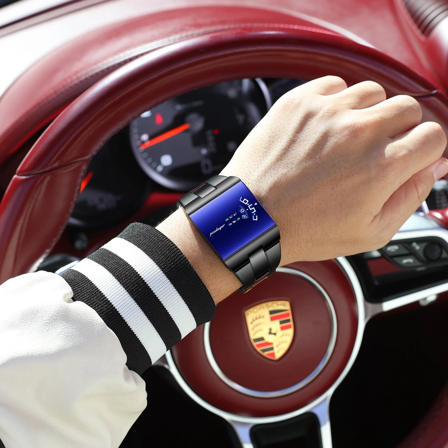 Poedagar Unique Men Wristwatch Waterproof Stainless Steel Quartz Sport