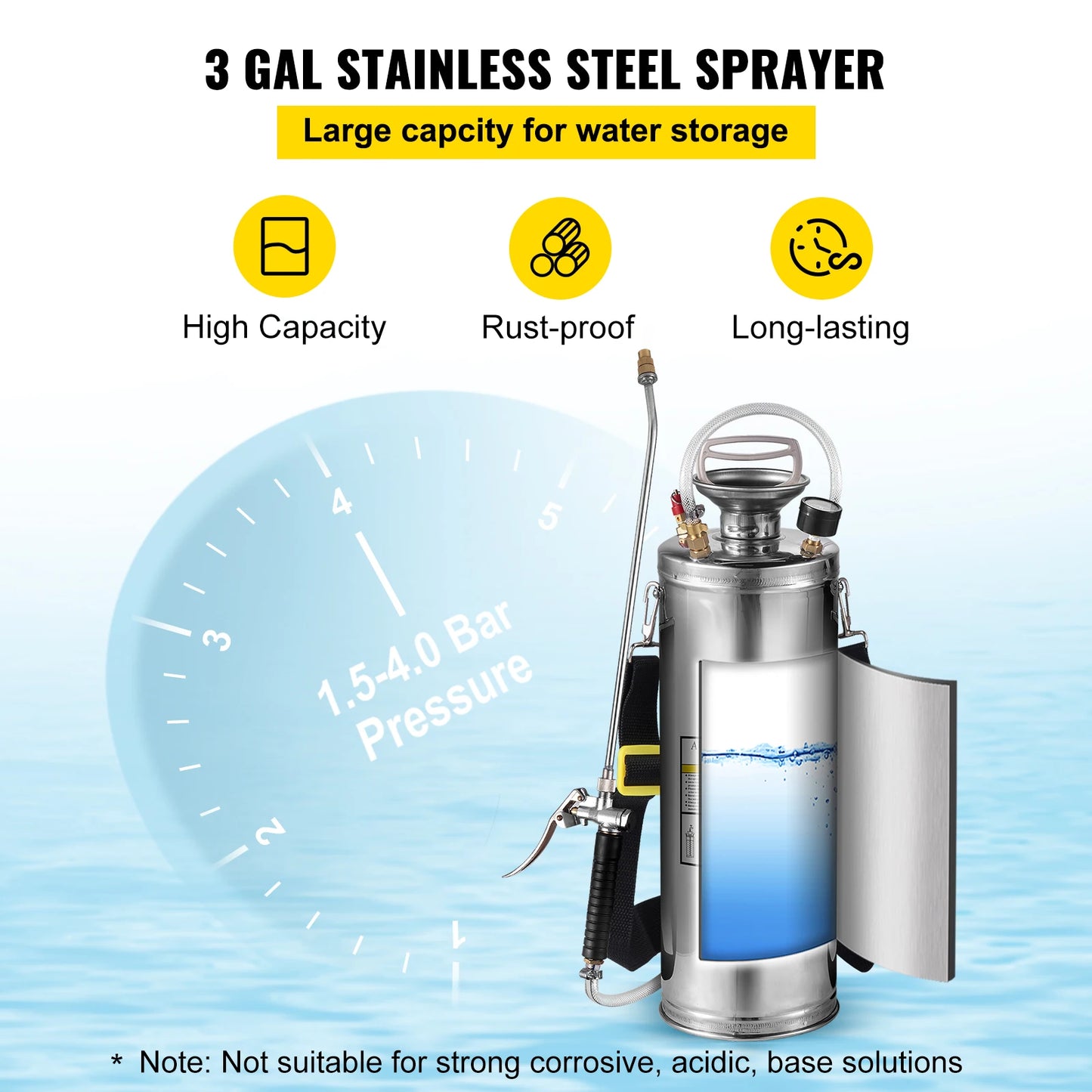 SucceBuy Stainless Steel Hand Powered Sprayer For Garden Use