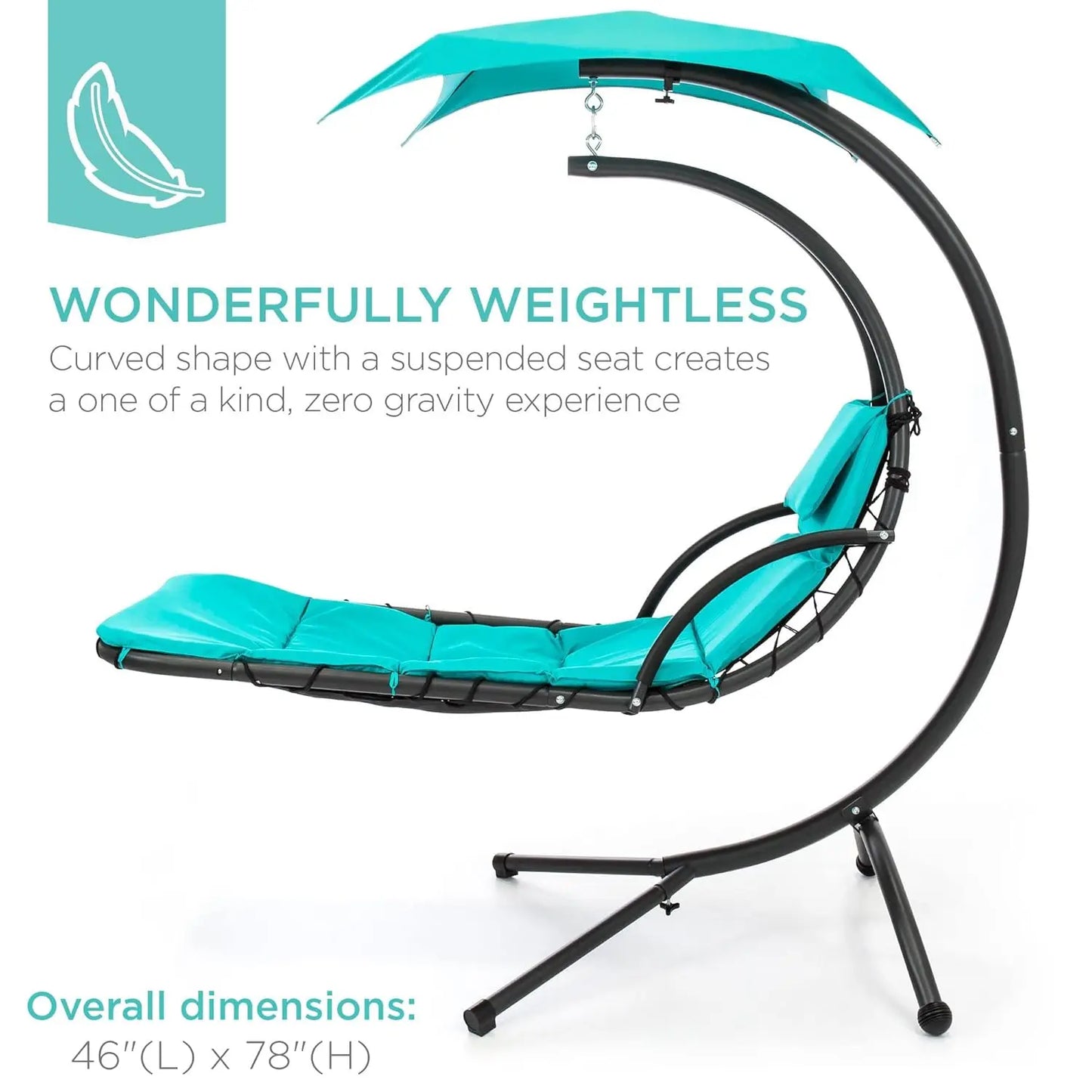 Curved Steel Outdoor Hanging Chaise Lounge With Built In Pillow
