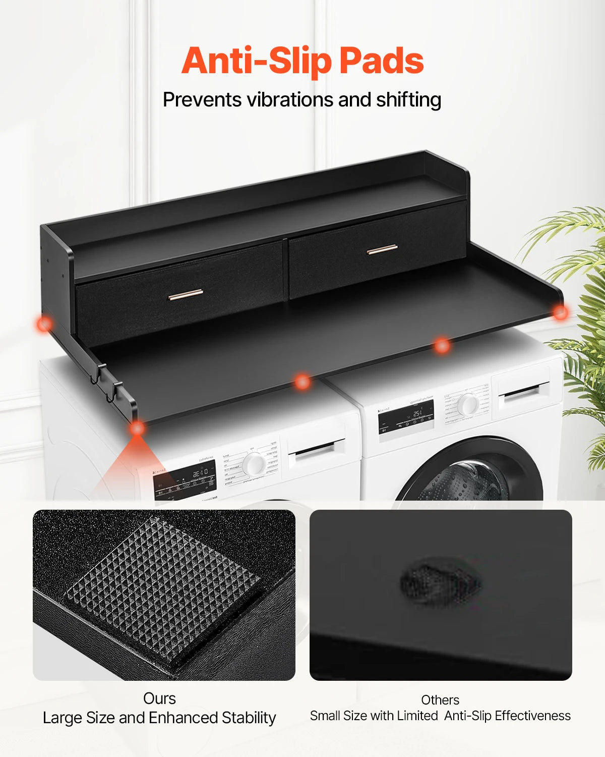SucceBuy Washer Dryer Countertop With Drawer Shelf System