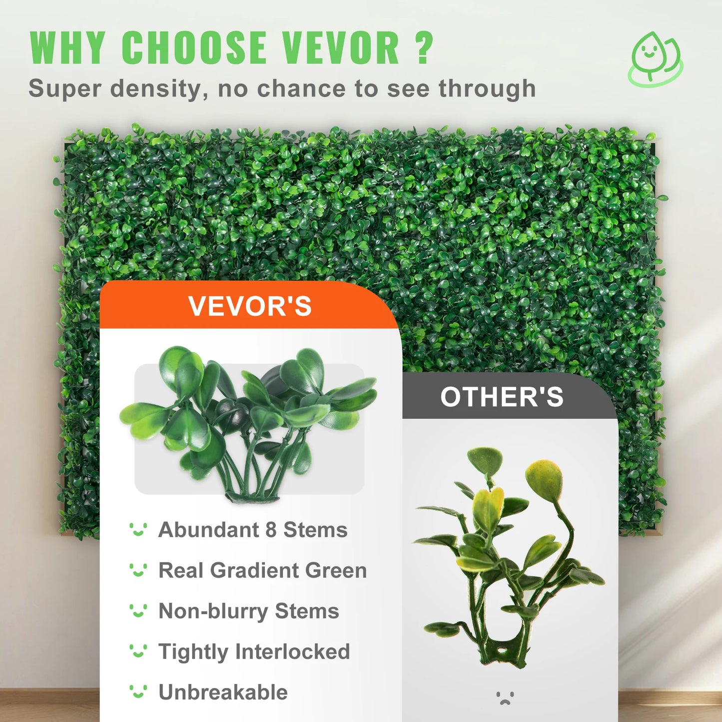 SucceBuy Artificial Boxwood Panel 24 Pcs Hedge Wall Backdrop