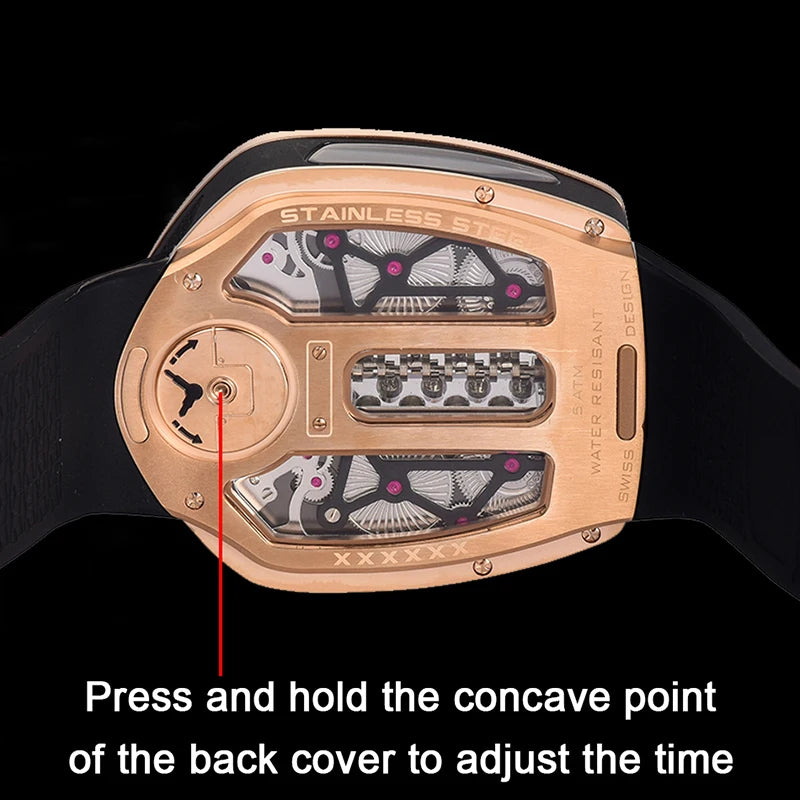 PINDU Design Men's Watch Luxury Business Compass Quartz Silicone Strap