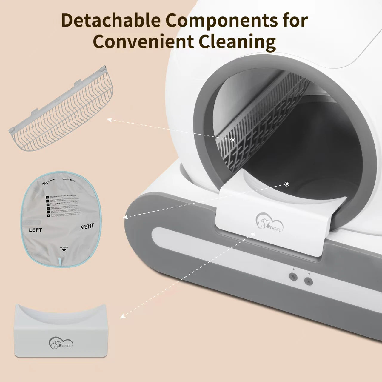 DOEL Self Cleaning Cat Litter Box App Control 2.4G WiFi