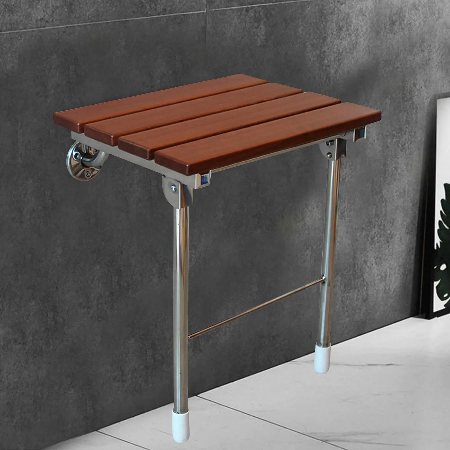 Folding Shower Seat Wall Mounted Solid Wood Bench Design