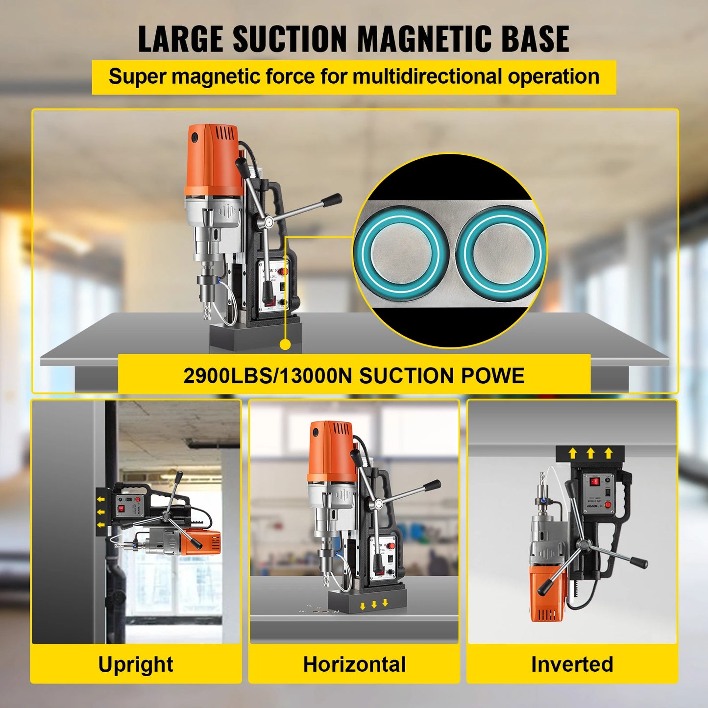 SucceBuy Magnetic Drill Press 1680W With HSS Annular Cutter Bits