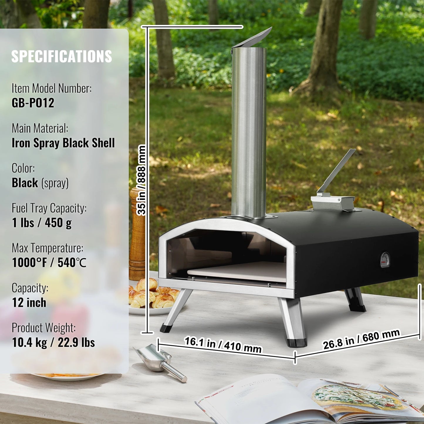 SucceBuy Portable Outdoor Pizza Oven With Stone And Shovel