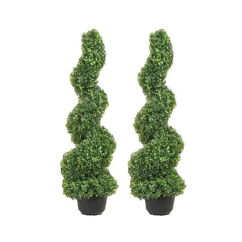 SucceBuy Artificial Boxwood Spiral Tower Topiary Plant