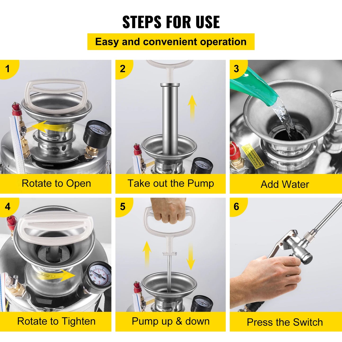 SucceBuy Stainless Steel Hand Powered Sprayer For Garden Use