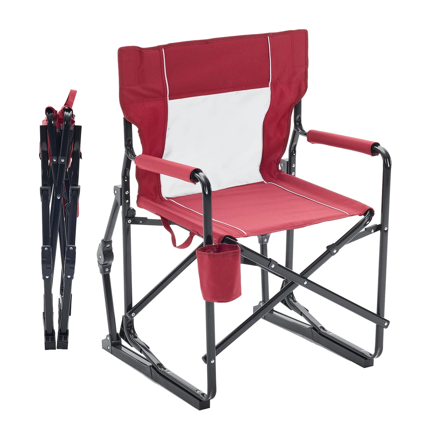 JHK Outdoor Folding Rocking Chair With Mesh Back Armrests Patio
