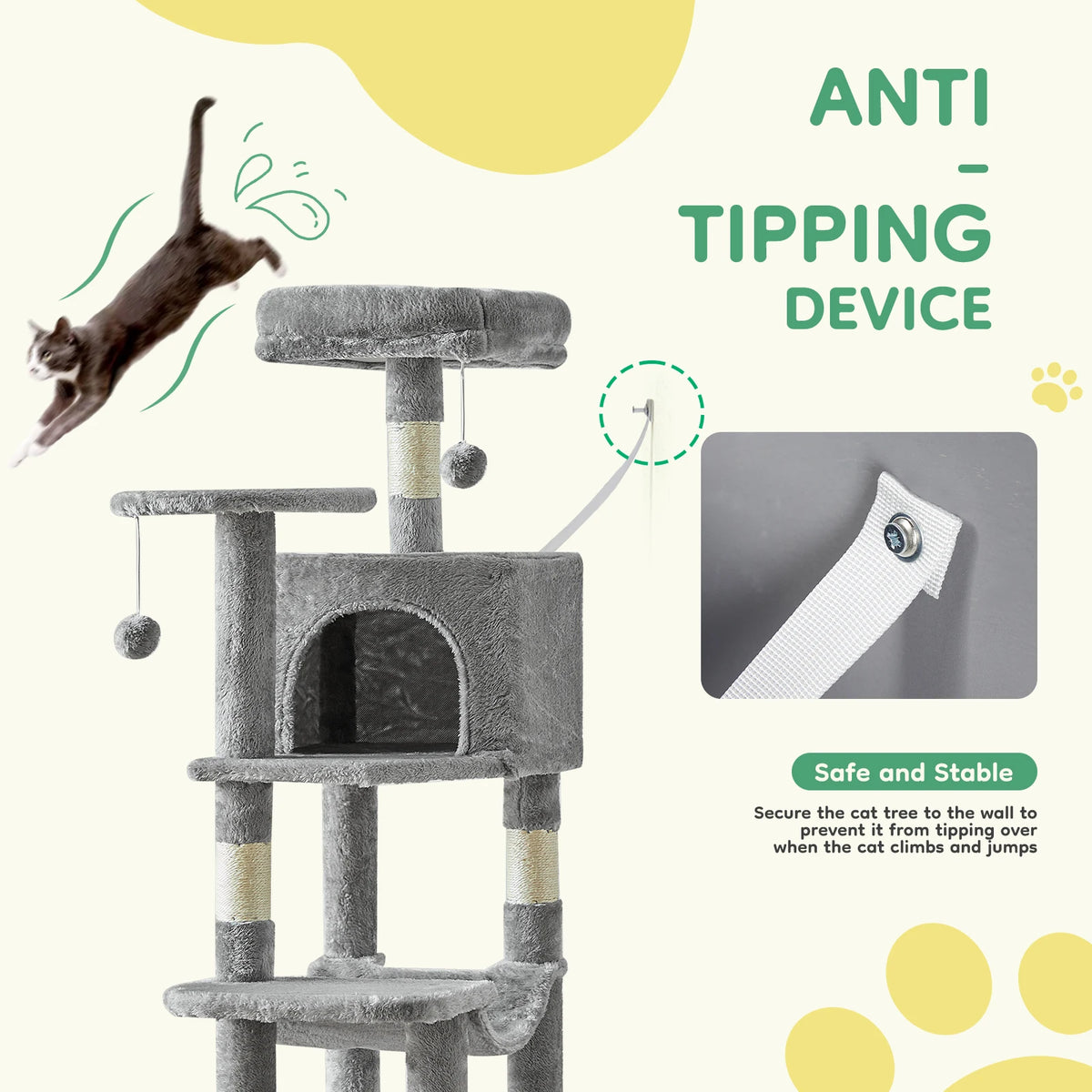 JHK Four Tier Indoor Cat Tree Sisal Scratching Posts