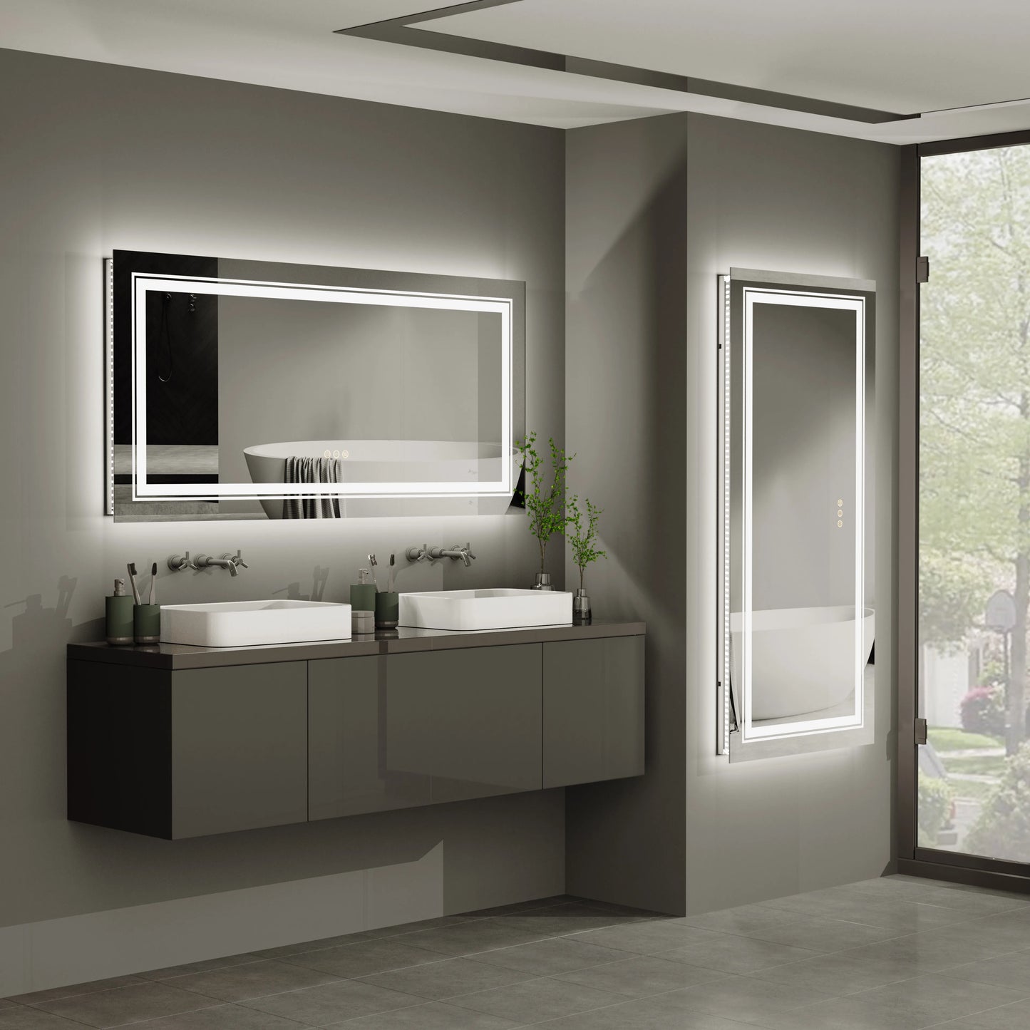 Wisfor LED Backlit Anti Fog Dimmable Bathroom Mirror Memory