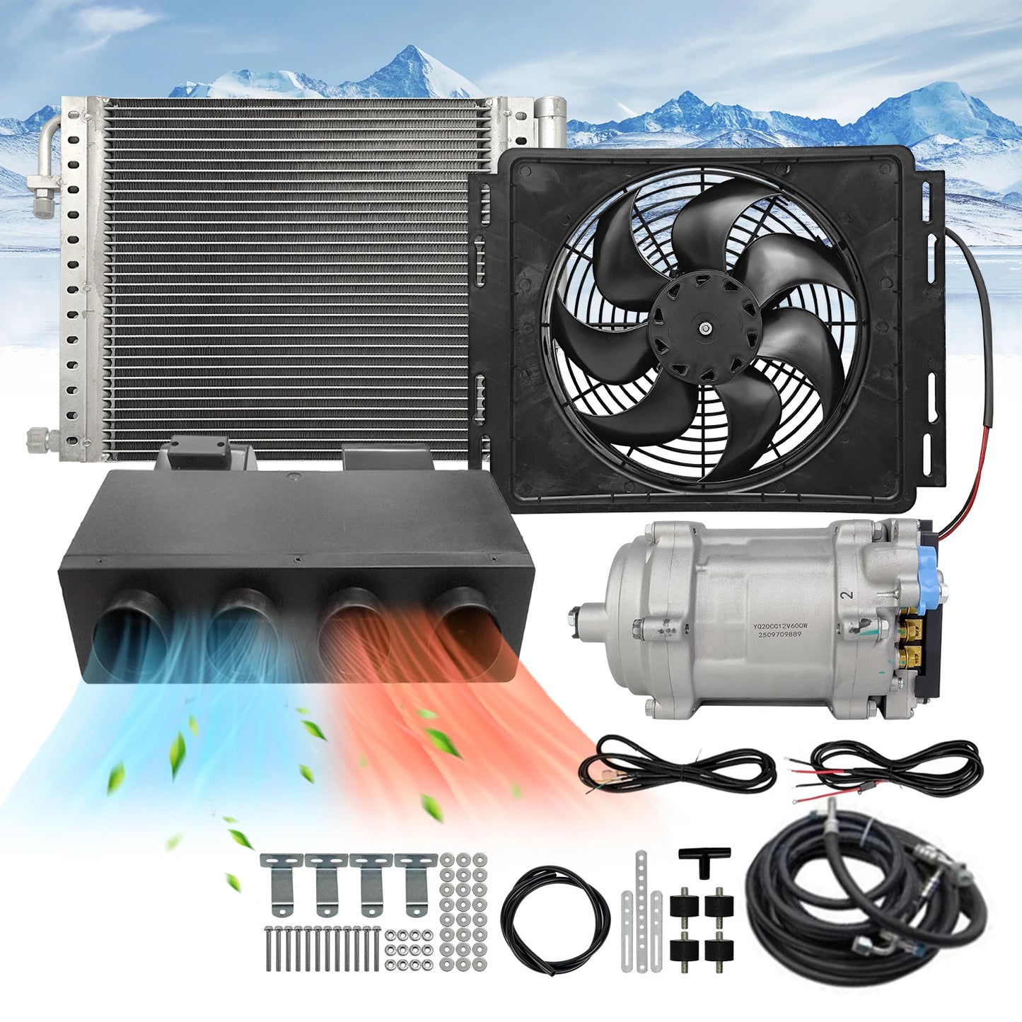 Treeligo Universal 12V Car Air Conditioning Compressor Kit