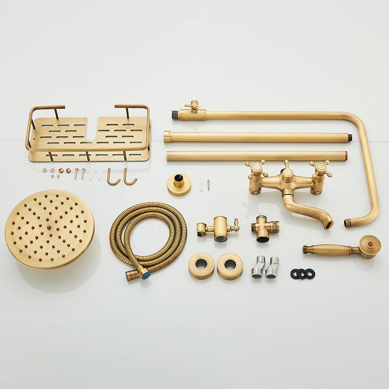 Suguword Shower Faucet Set With Rainfall Head Handshower Wall Mount