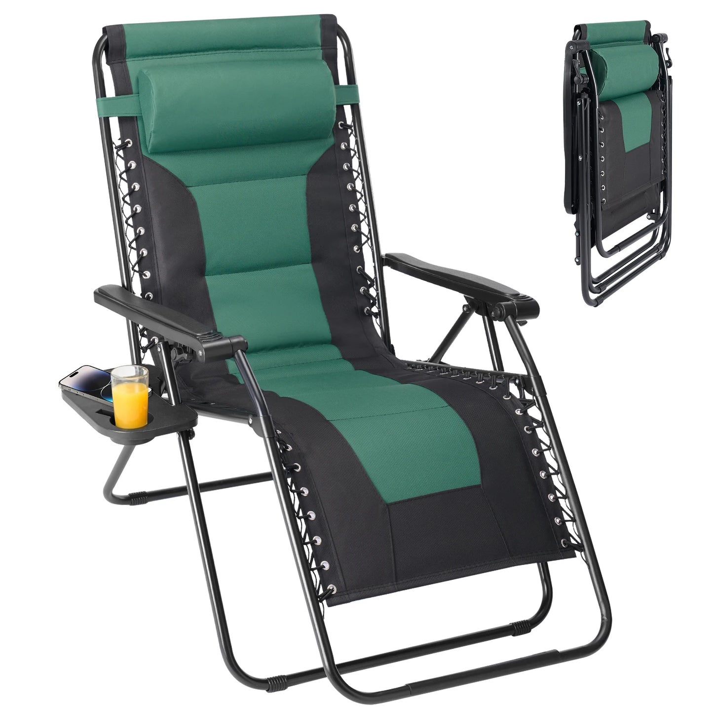 JHK Zero Gravity Padded Reclining Lounge Chair With Cup Holder