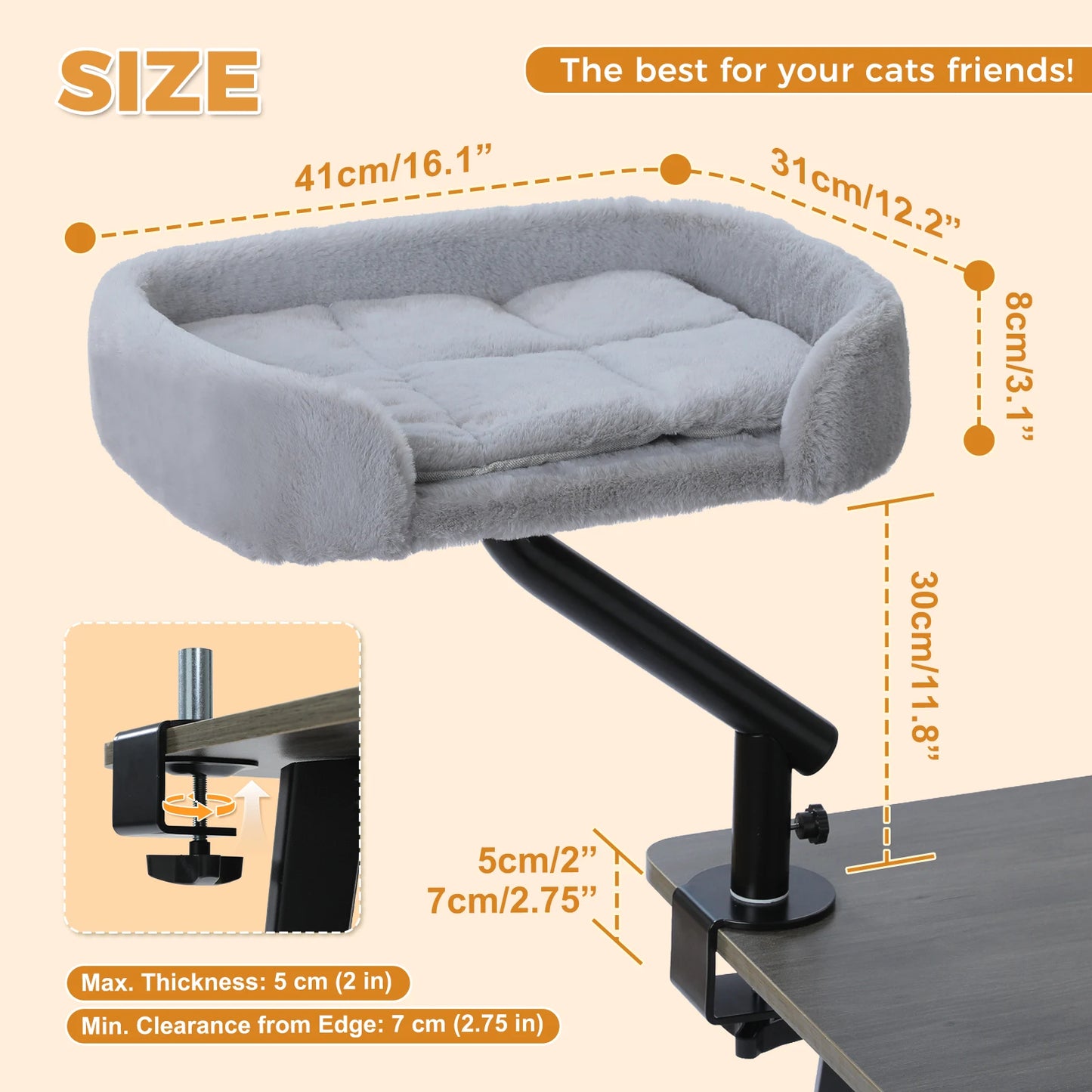 PAWZ Road Cat Desk Bed 360 Rotatable Cat Bed Stand For Indoor Cats