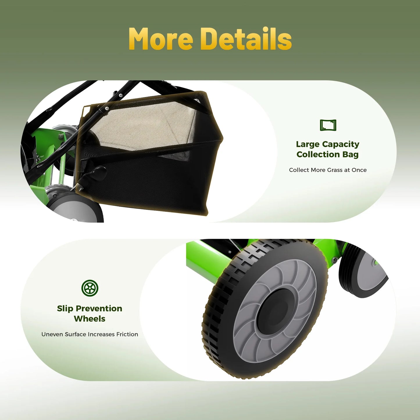 Push Reel Lawn Mower With Adjustable Cutting Height Catcher