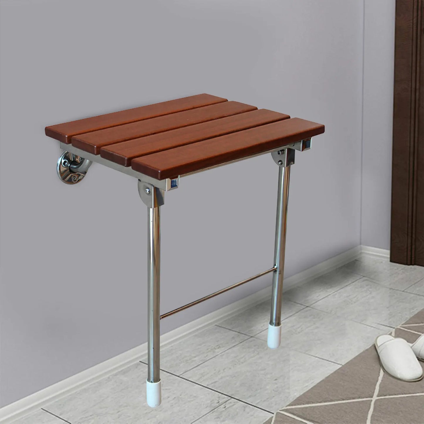 Folding Shower Seat Wall Mounted Solid Wood Bench Design