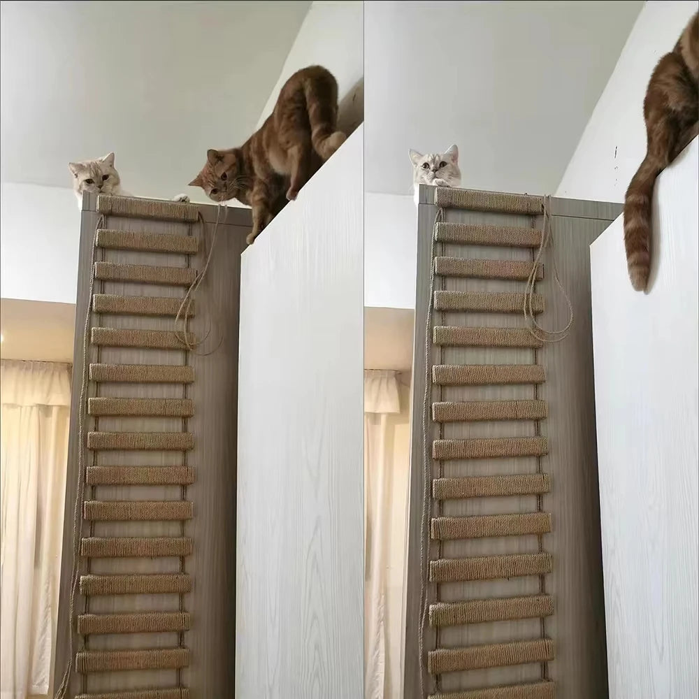 Wooden Sisal Rope Cat Bridge And Climbing Ladder Scratcher
