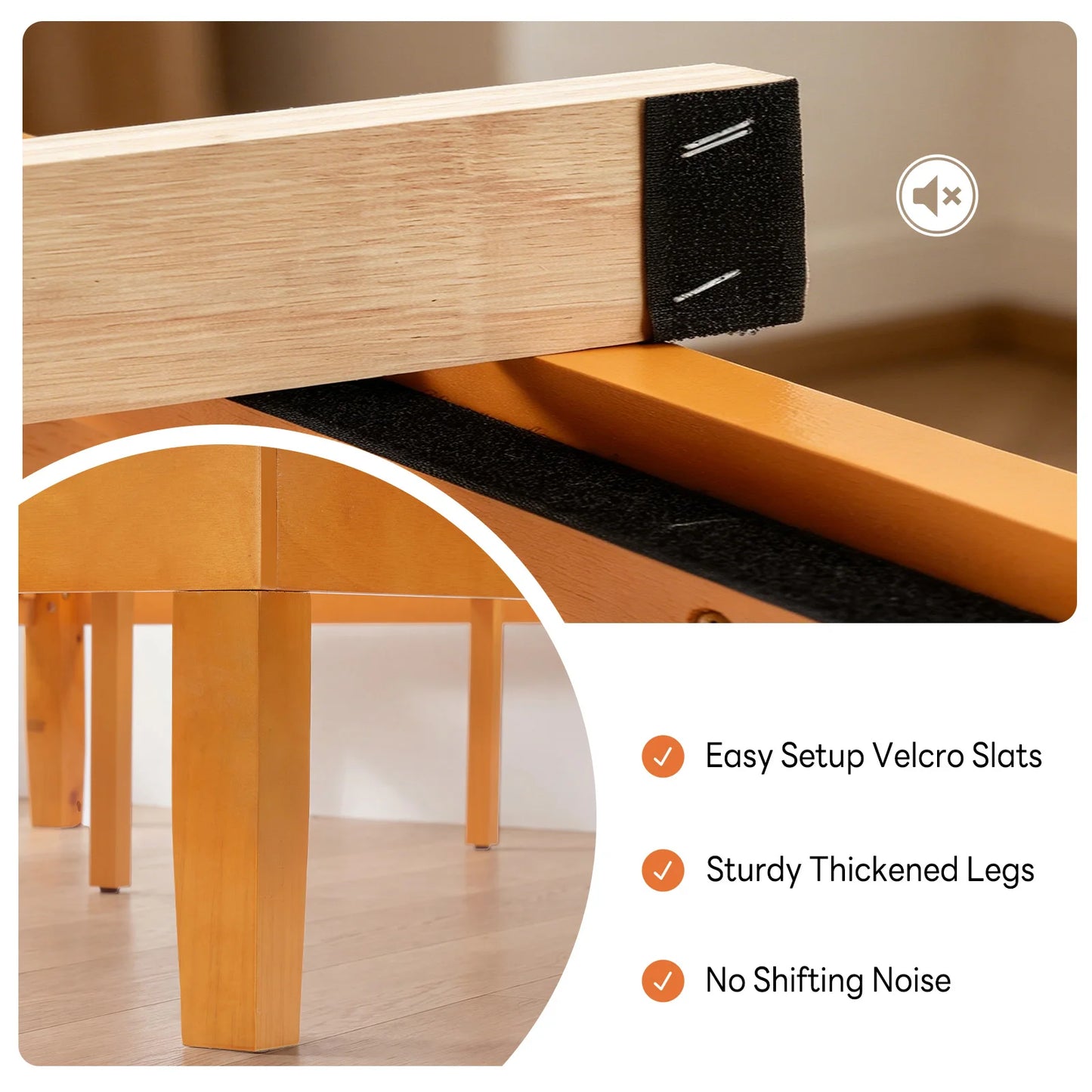 MCQ Platform Bed Frame With Wood Slats Noise Free Assembly
