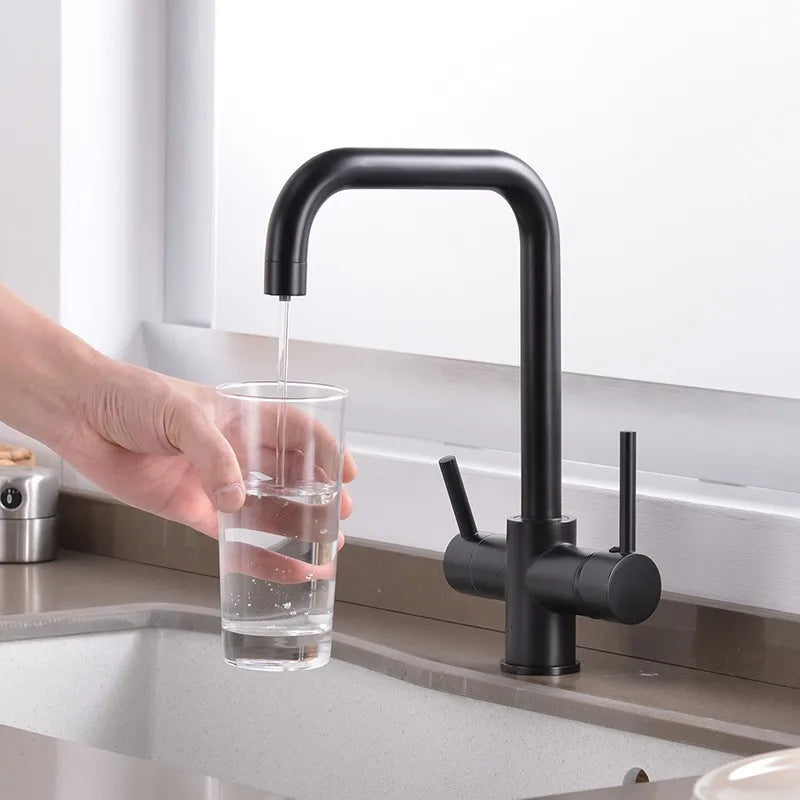 Hownifety Pullout Water Filter Kitchen Faucet Cold Hot Tap