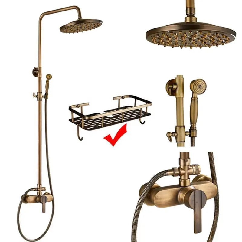 Suguword Shower Faucet Set With Rainfall Head Handshower Wall Mount